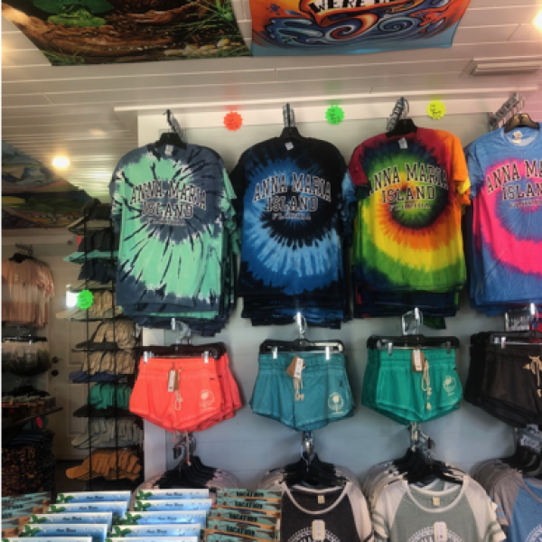 a gift shop with clothing